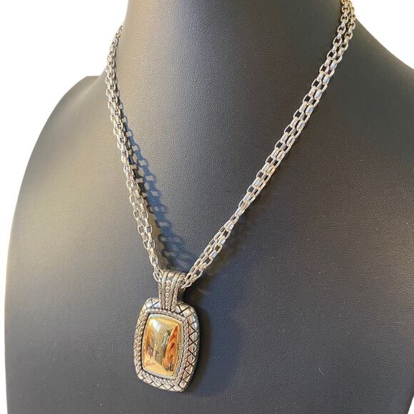 Brighton! Two sided Necklace on a Double Silver Toned Chain. - Picture 3 of 5